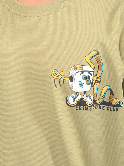 Olive Graphic Print T-Shirt-Boys T-Shirts-Crimsoune Club