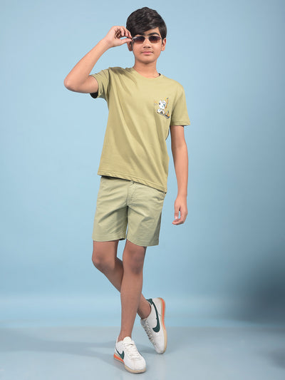 Olive Graphic Print T-Shirt-Boys T-Shirts-Crimsoune Club