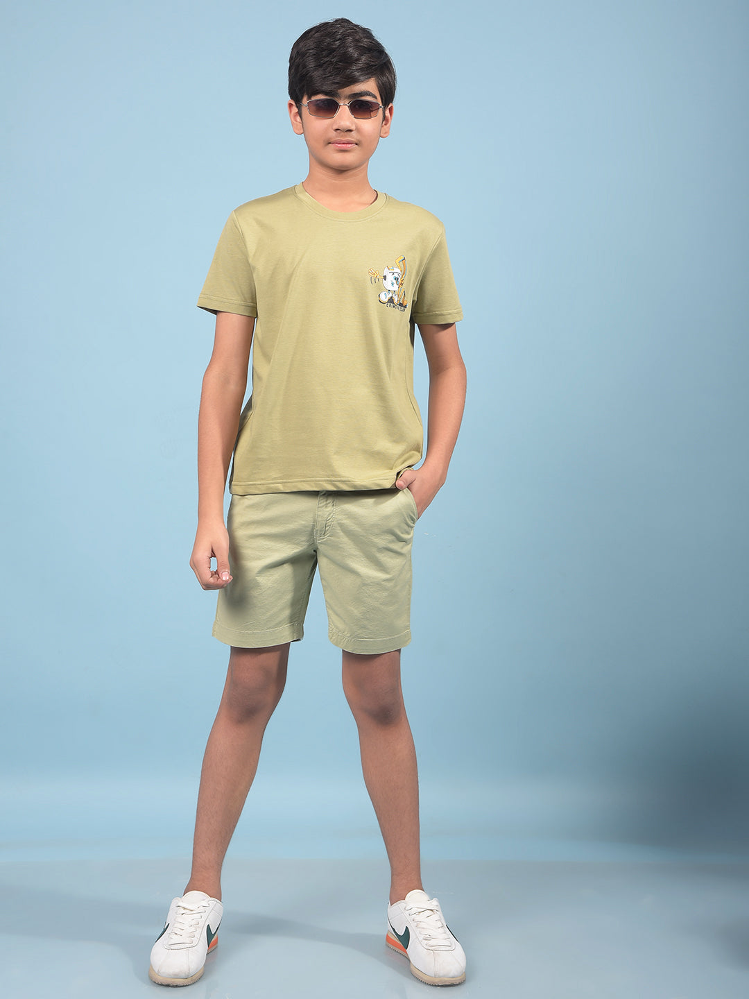 Olive Graphic Print T-Shirt-Boys T-Shirts-Crimsoune Club