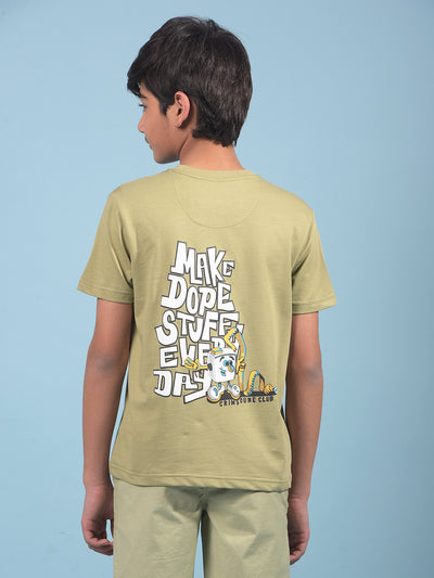 Olive Graphic Print T-Shirt-Boys T-Shirts-Crimsoune Club