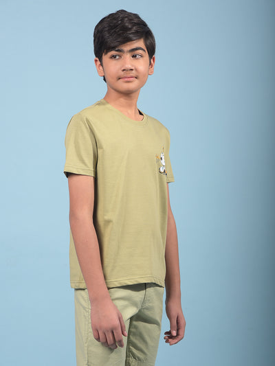 Olive Graphic Print T-Shirt-Boys T-Shirts-Crimsoune Club