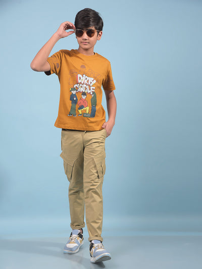 Mustard Graphic Print 100% Cotton T-Shirt-Boys T-Shirts-Crimsoune Club