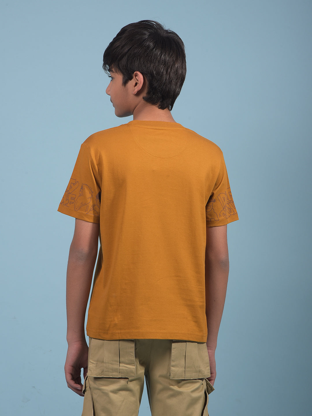 Mustard Graphic Print 100% Cotton T-Shirt-Boys T-Shirts-Crimsoune Club
