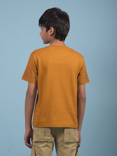 Mustard Graphic Print 100% Cotton T-Shirt-Boys T-Shirts-Crimsoune Club