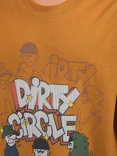 Mustard Graphic Print 100% Cotton T-Shirt-Boys T-Shirts-Crimsoune Club