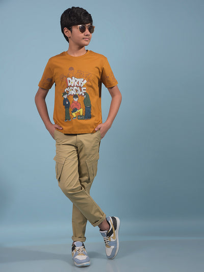 Mustard Graphic Print 100% Cotton T-Shirt-Boys T-Shirts-Crimsoune Club