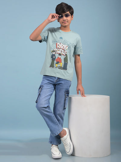Green Graphic Print 100% Cotton T-Shirt-Boys T-Shirts-Crimsoune Club