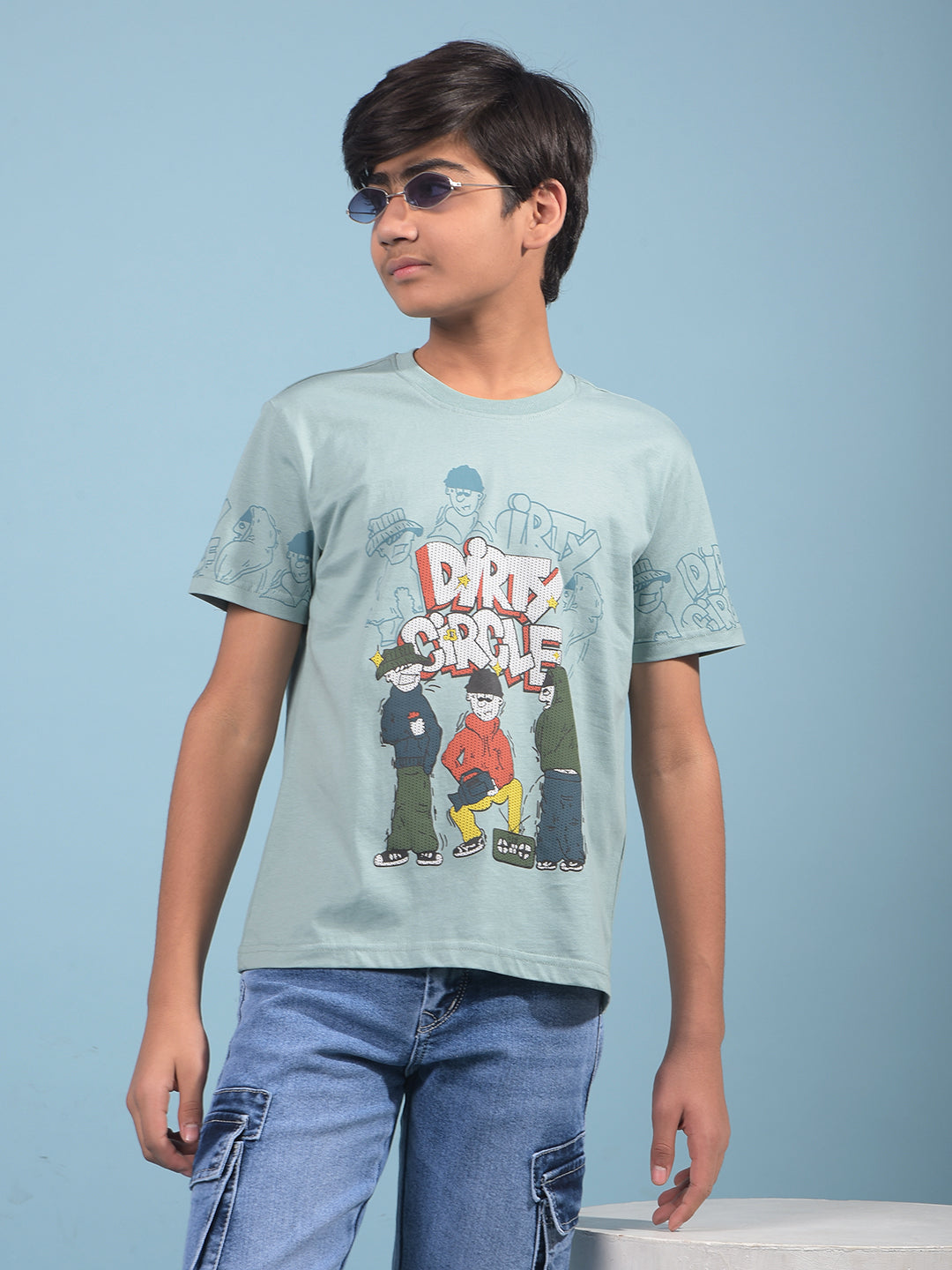 Green Graphic Print 100% Cotton T-Shirt-Boys T-Shirts-Crimsoune Club