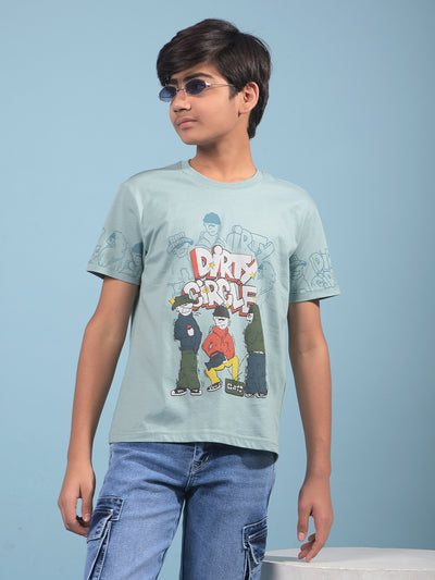Green Graphic Print 100% Cotton T-Shirt-Boys T-Shirts-Crimsoune Club