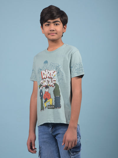 Green Graphic Print 100% Cotton T-Shirt-Boys T-Shirts-Crimsoune Club