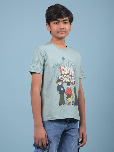 Green Graphic Print 100% Cotton T-Shirt-Boys T-Shirts-Crimsoune Club