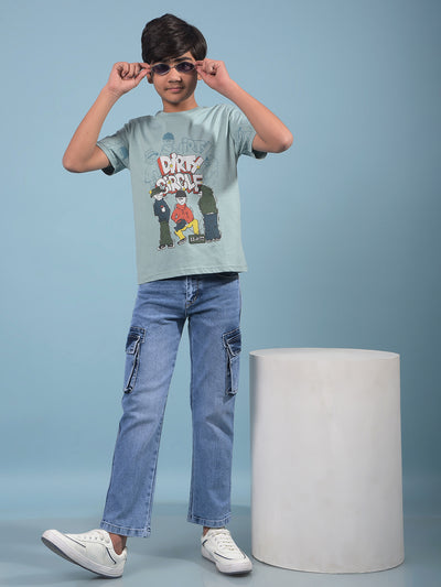 Green Graphic Print 100% Cotton T-Shirt-Boys T-Shirts-Crimsoune Club