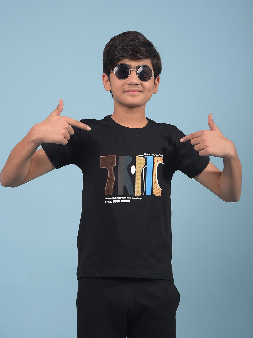 Black Graphic Print T-Shirt-Boys T-Shirts-Crimsoune Club