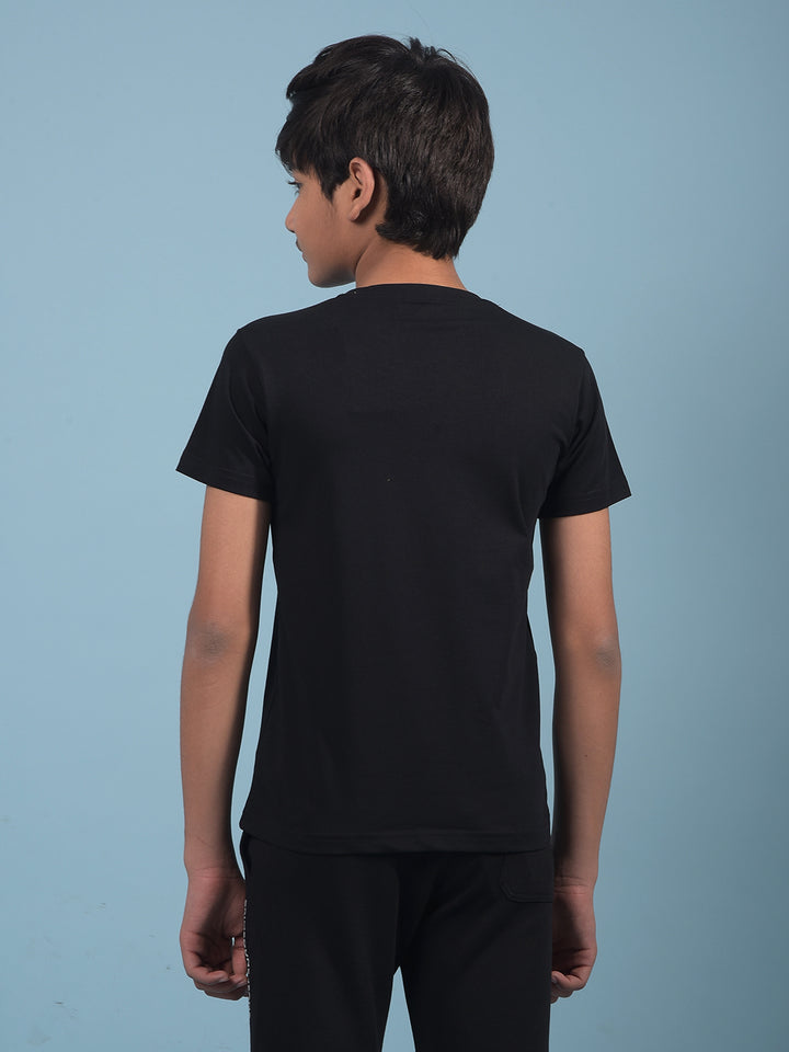 Black Graphic Print T-Shirt-Boys T-Shirts-Crimsoune Club