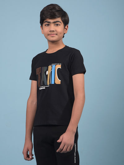 Black Graphic Print T-Shirt-Boys T-Shirts-Crimsoune Club