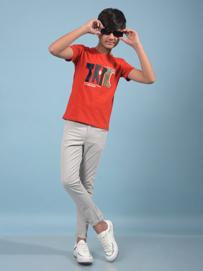 Red Graphic Print T-Shirt-Boys T-Shirts-Crimsoune Club