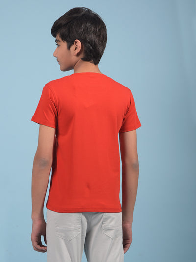 Red Graphic Print T-Shirt-Boys T-Shirts-Crimsoune Club