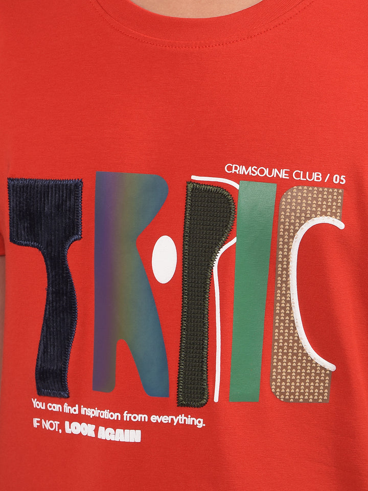 Red Graphic Print T-Shirt-Boys T-Shirts-Crimsoune Club