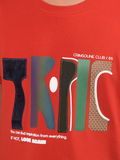 Red Graphic Print T-Shirt-Boys T-Shirts-Crimsoune Club