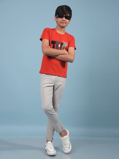 Red Graphic Print T-Shirt-Boys T-Shirts-Crimsoune Club