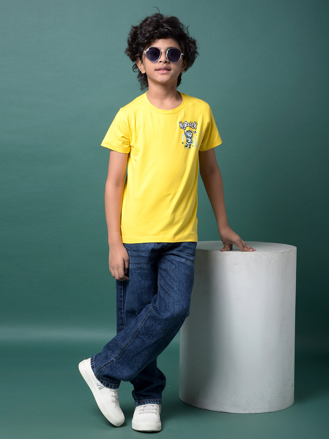 Yellow Graphic Print T-Shirt-Boys T-Shirts-Crimsoune Club
