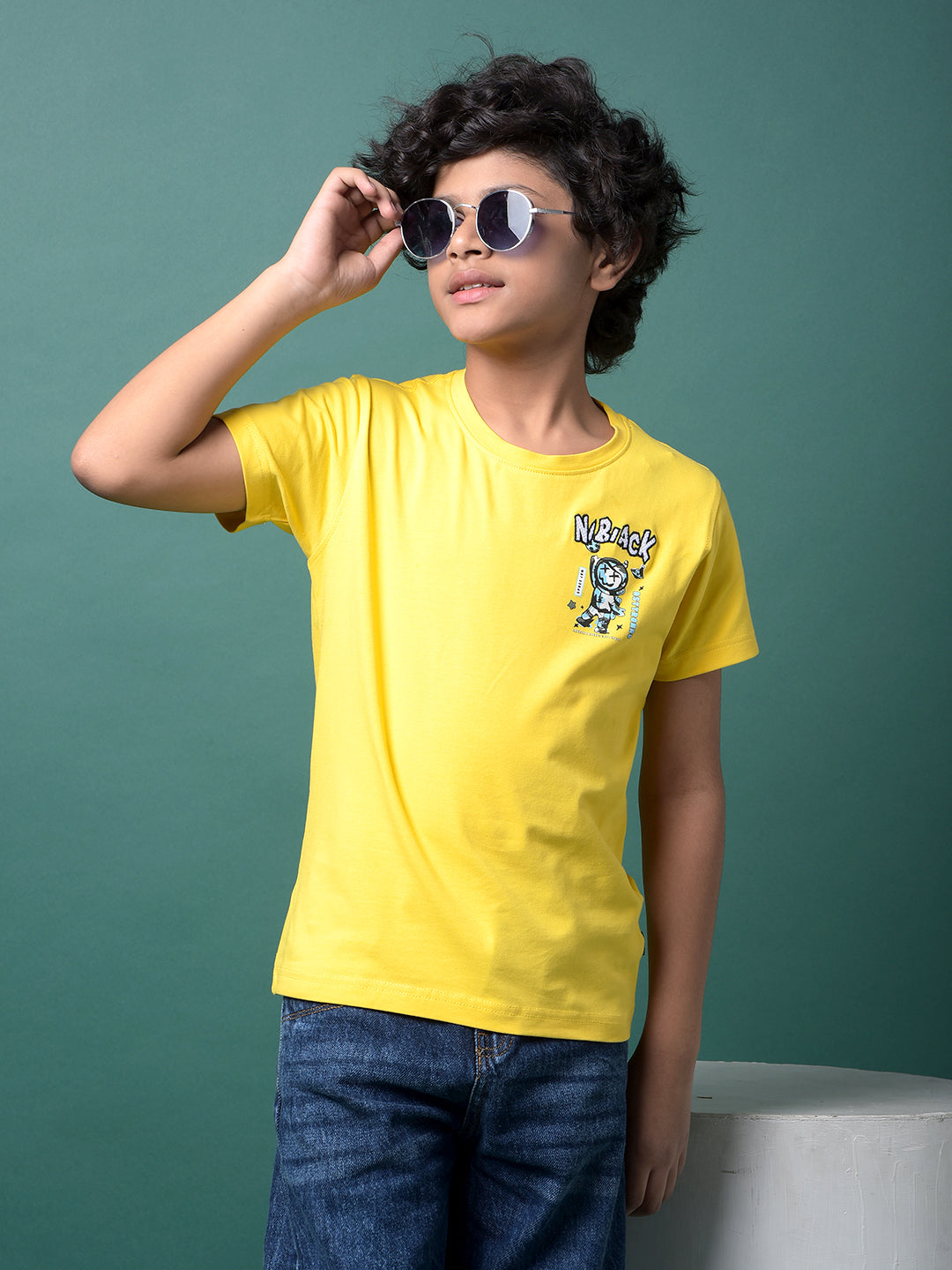 Yellow Graphic Print T-Shirt-Boys T-Shirts-Crimsoune Club