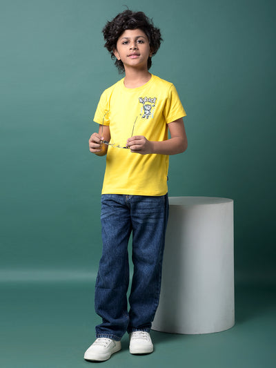 Yellow Graphic Print T-Shirt-Boys T-Shirts-Crimsoune Club