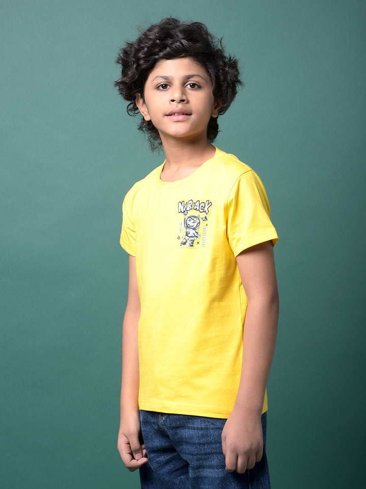 Yellow Graphic Print T-Shirt-Boys T-Shirts-Crimsoune Club