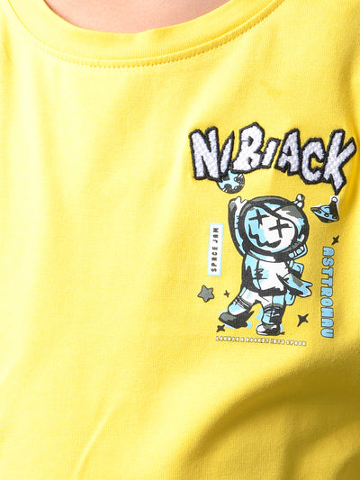 Yellow Graphic Print T-Shirt-Boys T-Shirts-Crimsoune Club