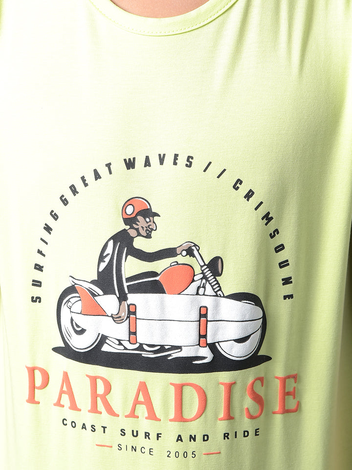 Green Graphic Print Sleeveless T-Shirt-Boys T-Shirts-Crimsoune Club