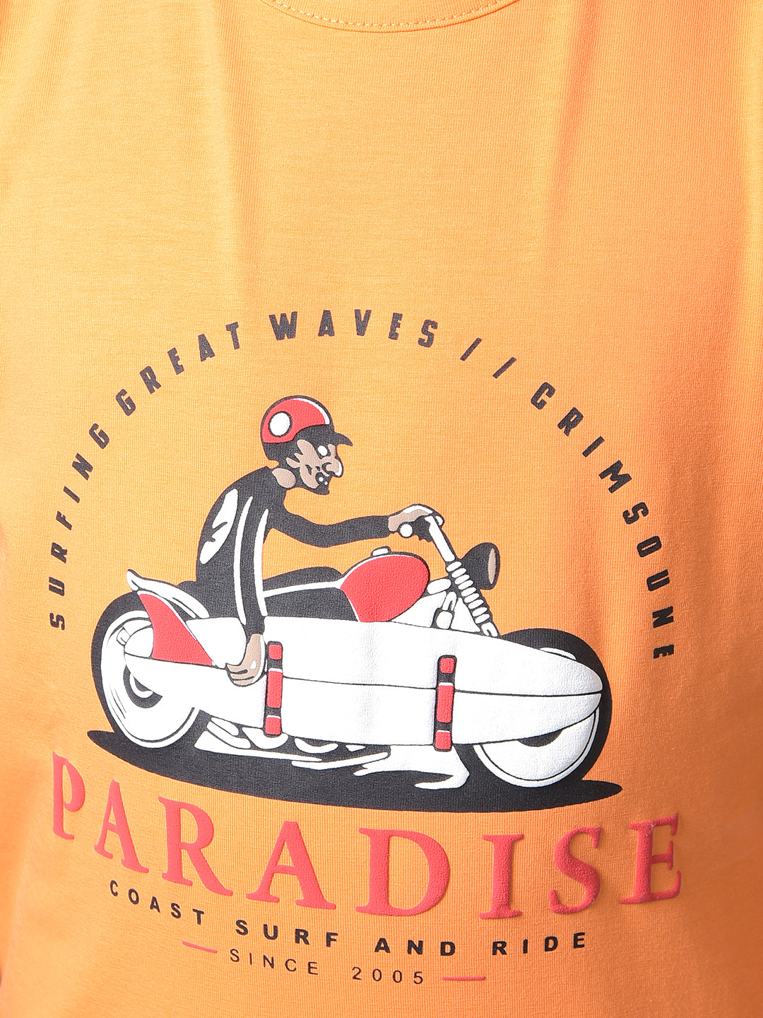 Orange Graphic Print Sleeveless T-Shirt-Boys T-Shirts-Crimsoune Club
