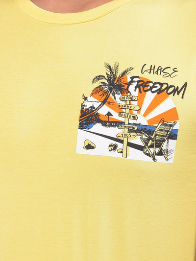 Yellow Graphic Print Sleeveless T-Shirt-Boys T-Shirts-Crimsoune Club