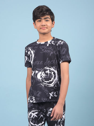 Black Printed T-Shirt-Boys T-Shirts-Crimsoune Club