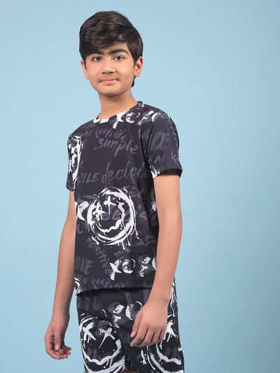 Black Printed T-Shirt-Boys T-Shirts-Crimsoune Club