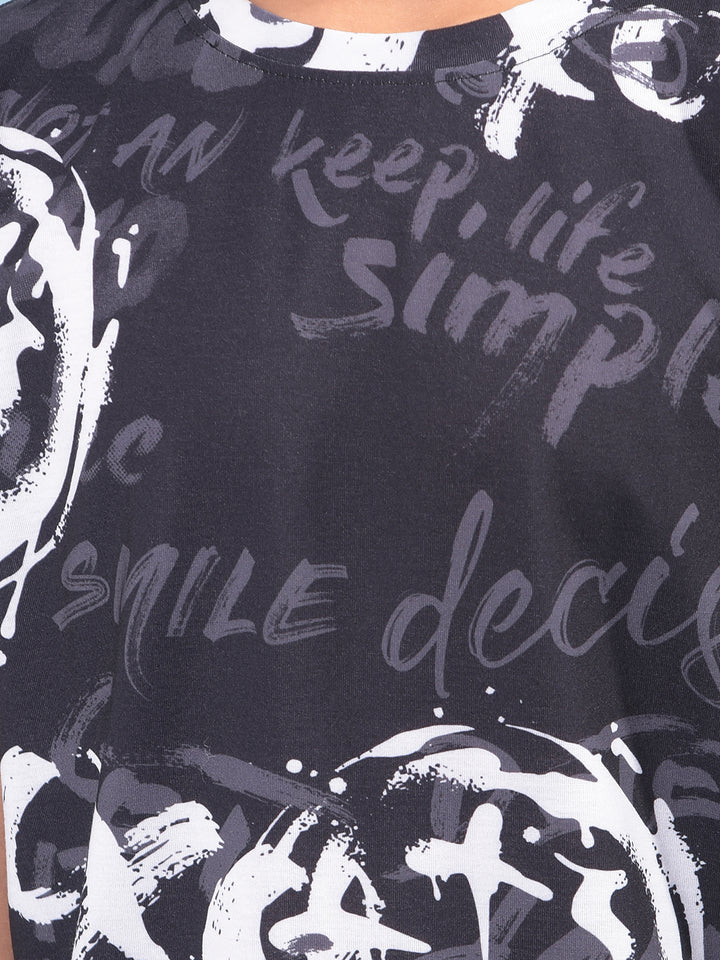 Black Printed T-Shirt-Boys T-Shirts-Crimsoune Club