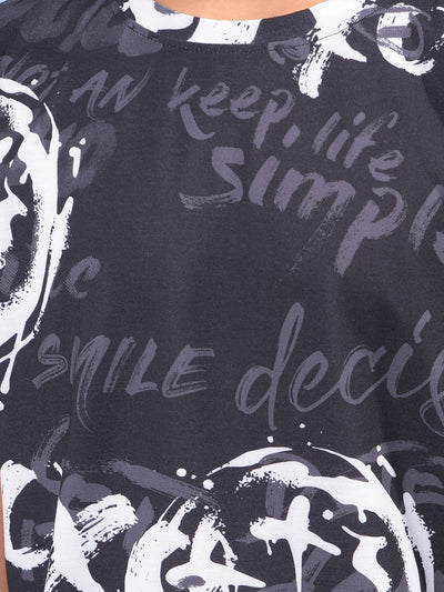 Black Printed T-Shirt-Boys T-Shirts-Crimsoune Club
