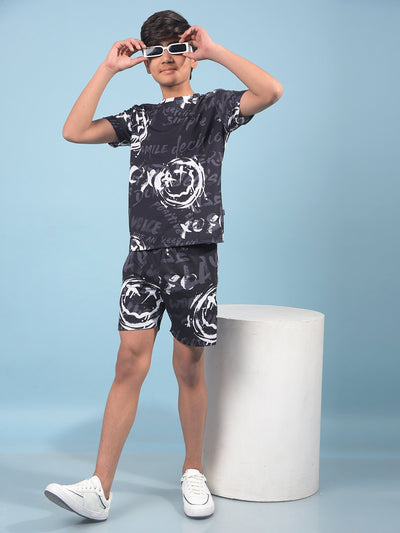 Black Printed T-Shirt-Boys T-Shirts-Crimsoune Club