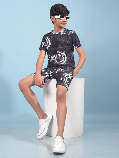 Black Printed T-Shirt-Boys T-Shirts-Crimsoune Club