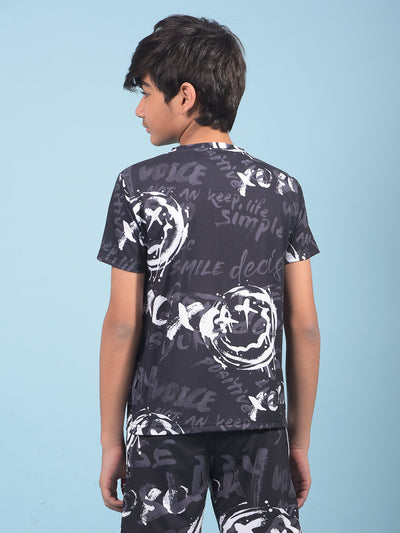 Black Printed T-Shirt-Boys T-Shirts-Crimsoune Club