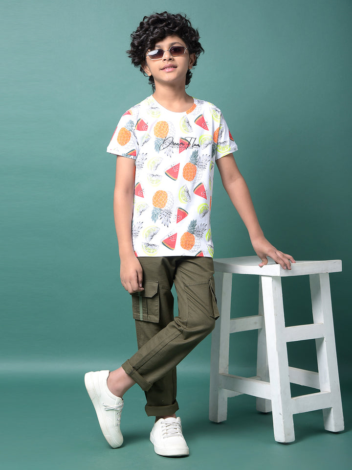 White Printed T-Shirt-Boys T-Shirts-Crimsoune Club