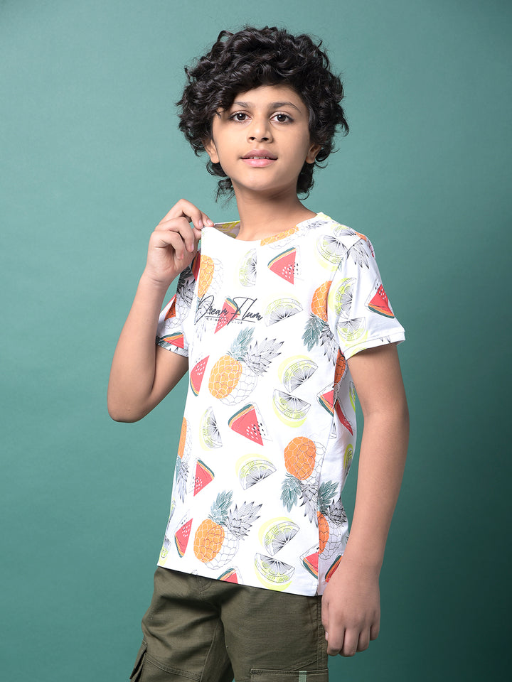 White Printed T-Shirt-Boys T-Shirts-Crimsoune Club