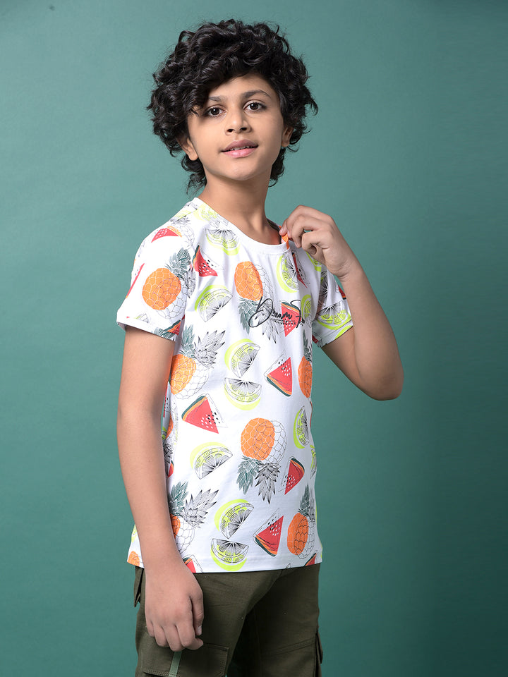 White Printed T-Shirt-Boys T-Shirts-Crimsoune Club
