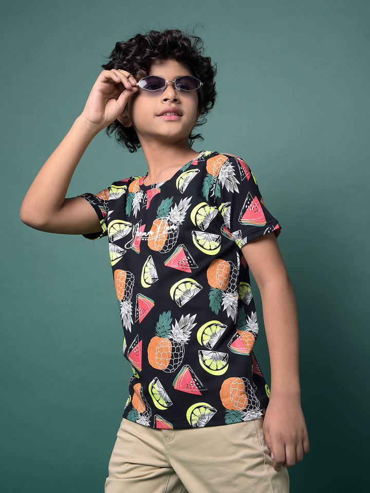 Navy Blue Printed T-Shirt-Boys T-Shirts-Crimsoune Club