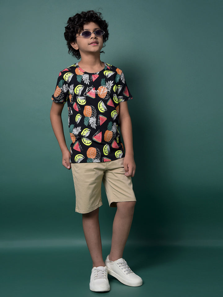 Navy Blue Printed T-Shirt-Boys T-Shirts-Crimsoune Club