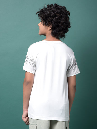White Printed T-Shirt-Boys T-Shirts-Crimsoune Club