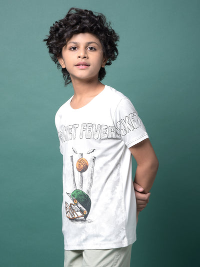 White Printed T-Shirt-Boys T-Shirts-Crimsoune Club