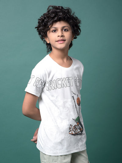 White Printed T-Shirt-Boys T-Shirts-Crimsoune Club