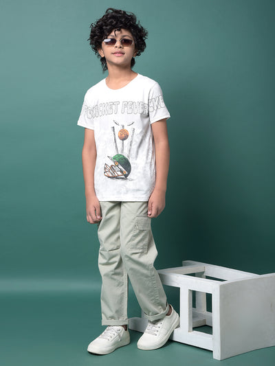 White Printed T-Shirt-Boys T-Shirts-Crimsoune Club