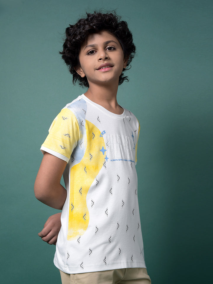 White Printed T-Shirt-Boys T-Shirts-Crimsoune Club