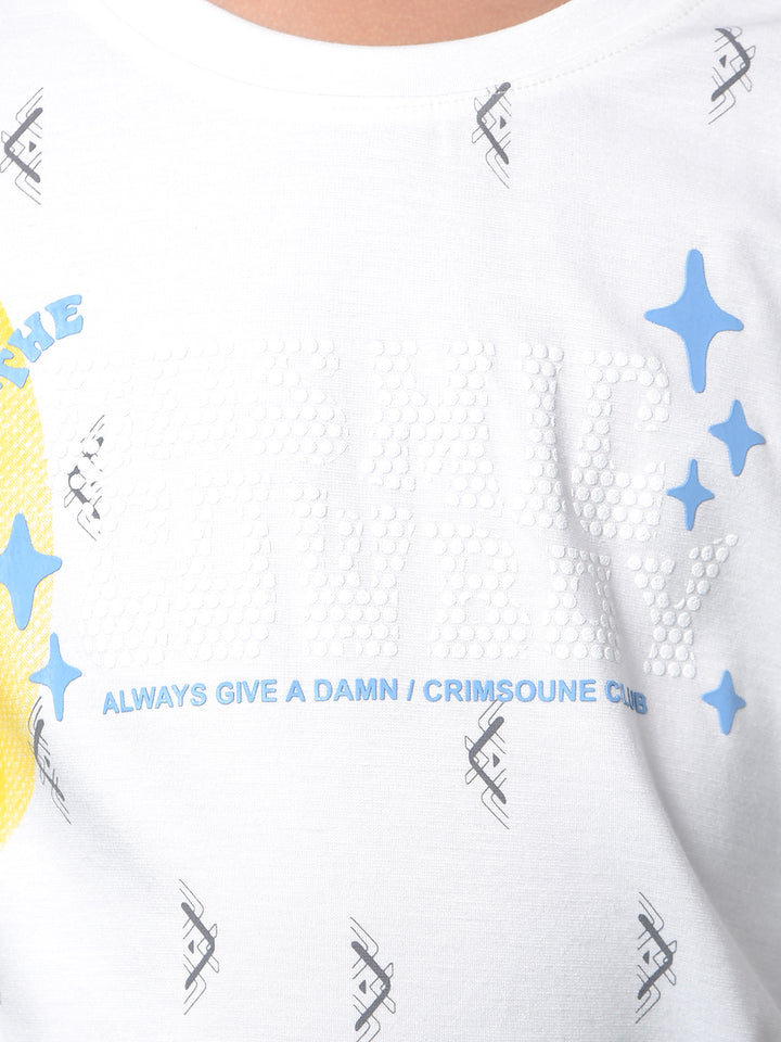 White Printed T-Shirt-Boys T-Shirts-Crimsoune Club